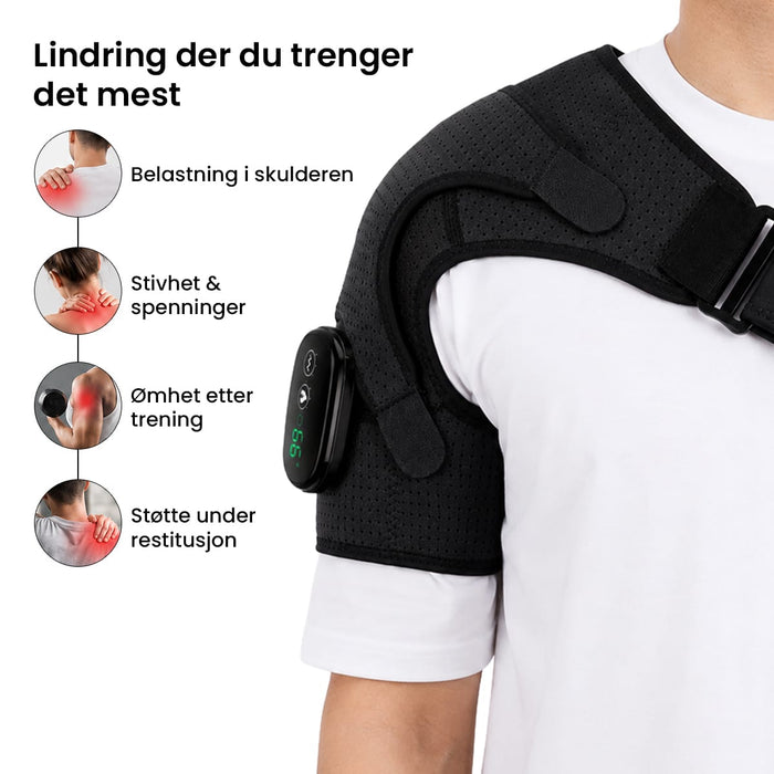 Skulderstøtte med varme og massasje