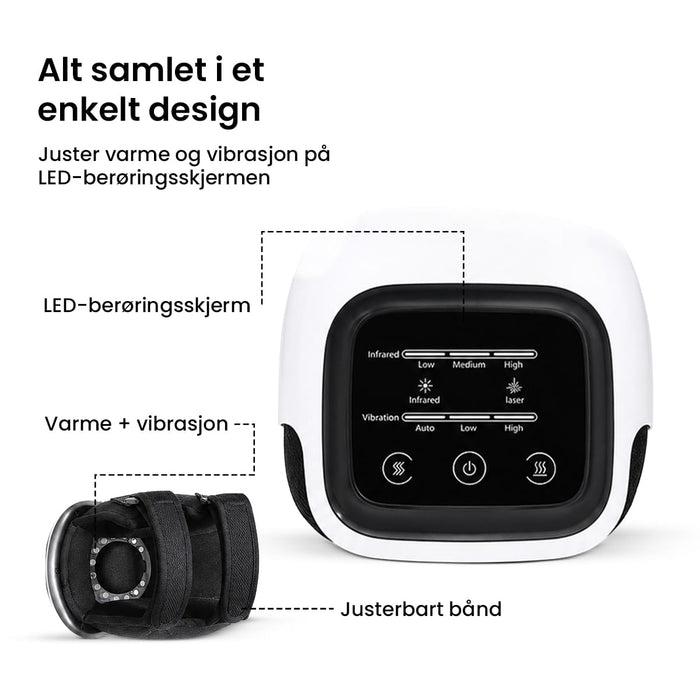 Knemassasjeapparat med varme og vibrasjon