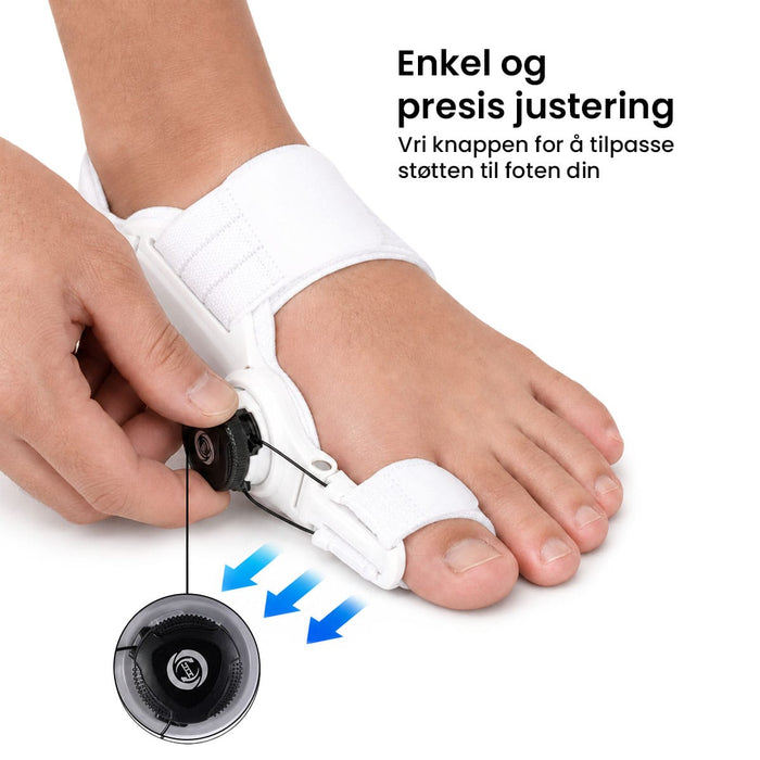 Hallux valgus-korrigerer med justerbar tåstøtte