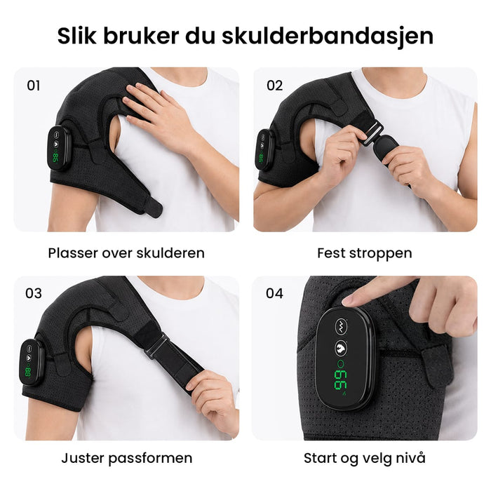 Skulderstøtte med varme og massasje