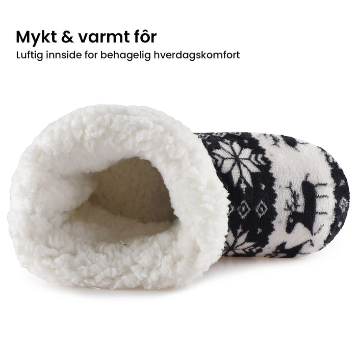 Fôrede tøffelsokker med elgmotiv