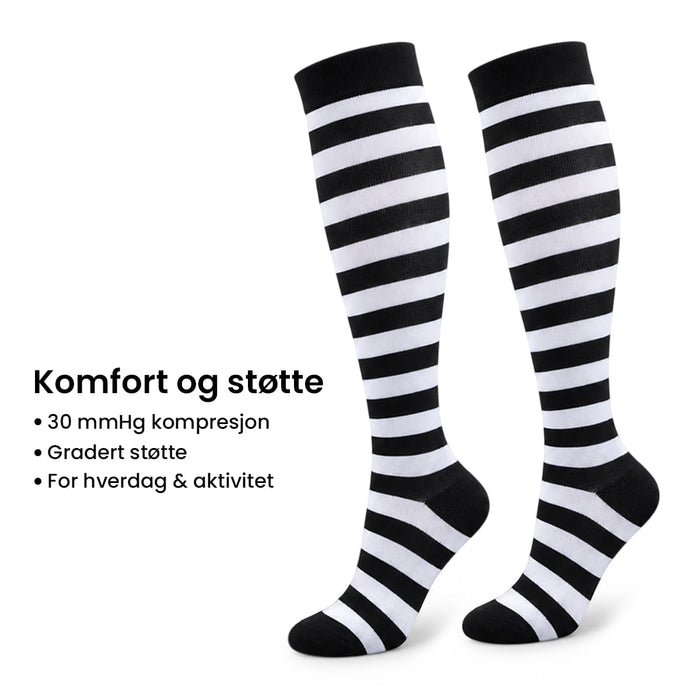 Kompresjonsstrømper med mønster 30 mmHg (5-pk)