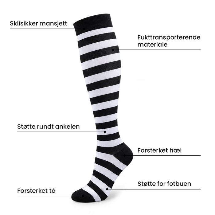 Kompresjonsstrømper med mønster 30 mmHg (5-pk)