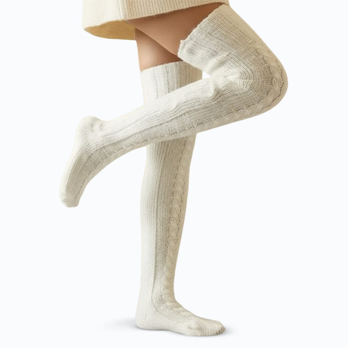 Kroppsbutiken benstrekk Hvit Cozysocks - Varme og behagelige lange strømper
