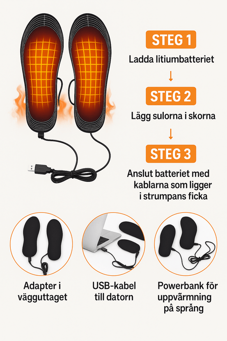 Kroppsbutiken Innleggssåle Oppvarmet innersåle (USB)