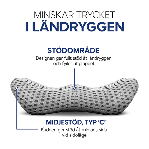 Kroppsbutiken Korsryggpute Grå Korsryggpute (minneskum)