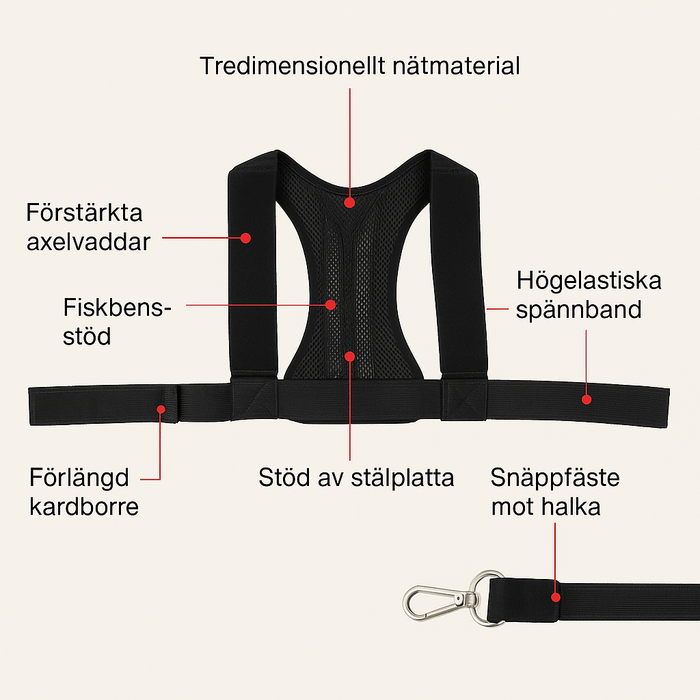 Kroppsbutiken Kroppsholdning Holdningskorrigerer (justerbar modell)